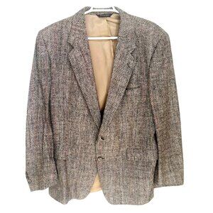 Vintage Kingsridge Mens Tweed Herringbone Blazer Sports Coat 100% Pure Silk
